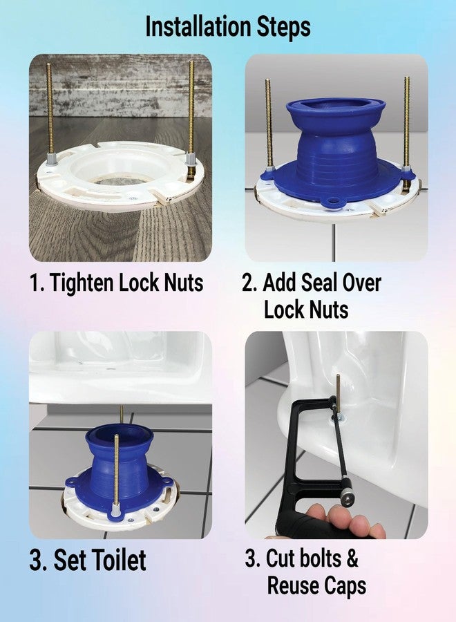One-N-Done One N Done Toilet Flange Repair Kit - Complete Toilet Seal Repair For Wax Seal, Rubber Gasket Ring,Tool-Free Nuts Includes 3 1/2-Inch Locking Zinc Bolts, Easy Toilet Bowl Repair (Pack of1) - Image 4