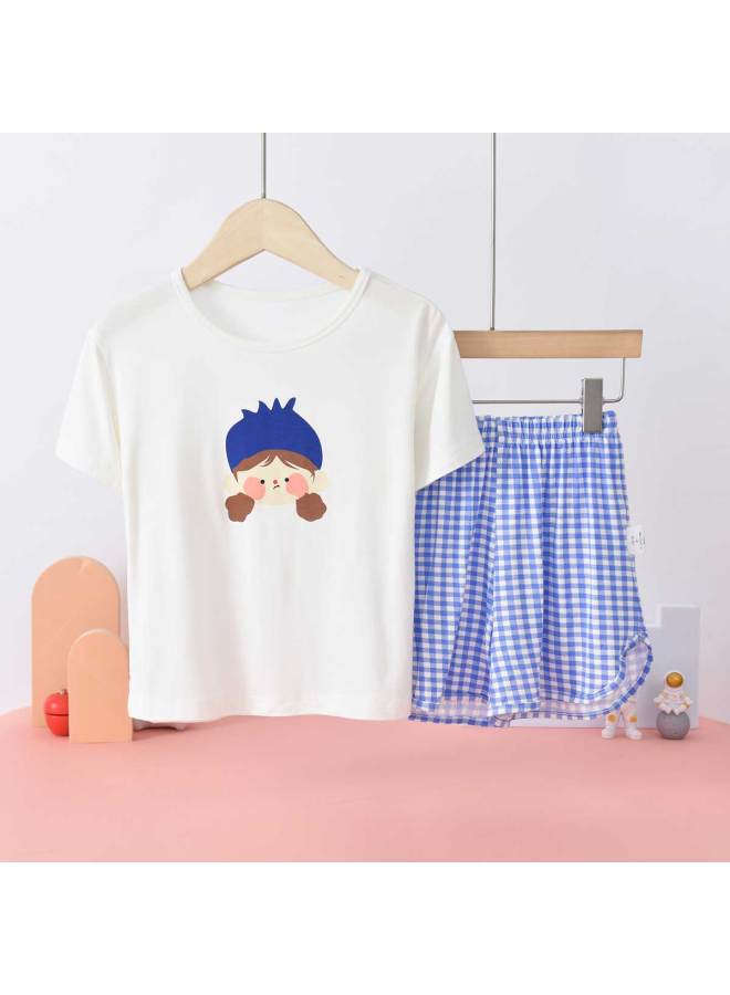 Bornbay Breathable Thin Summer Girls' Homewear Set Kids Soft Comfort Short Sleeve Shorts Outfit - Image 2