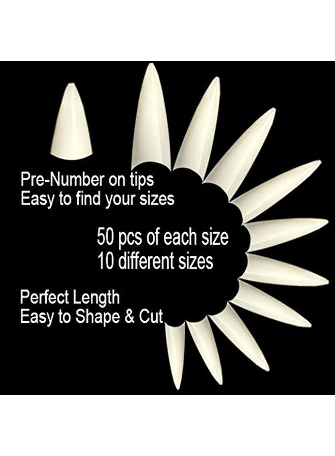 Vivace Natural Long Stiletto 500Pcs Artificial Fake Gel Nail Tips10 Sizes 28510 For Nail Salon - Image 3