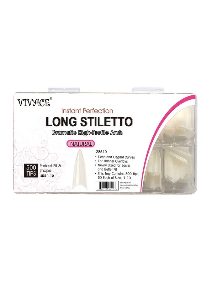 Vivace Natural Long Stiletto 500Pcs Artificial Fake Gel Nail Tips10 Sizes 28510 For Nail Salon - Image 2
