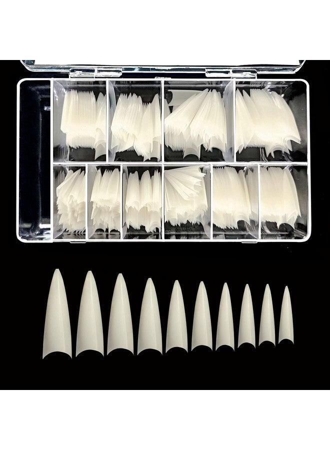 Vivace Natural Long Stiletto 500Pcs Artificial Fake Gel Nail Tips10 Sizes 28510 For Nail Salon - Image 1