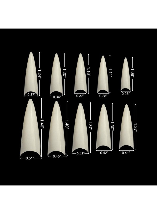 Vivace Natural Long Stiletto 500Pcs Artificial Fake Gel Nail Tips10 Sizes 28510 For Nail Salon - Image 5