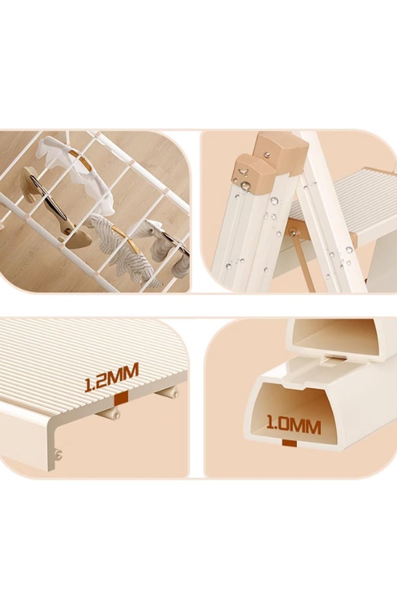 Decorhills Stepladders Household Ladder Clothes Drying Rack Multi-Functional Folding Staircase Thickened Telescopic Aluminum Alloy Herringbone Ladder Folding Stepladder - Beige - Image 4