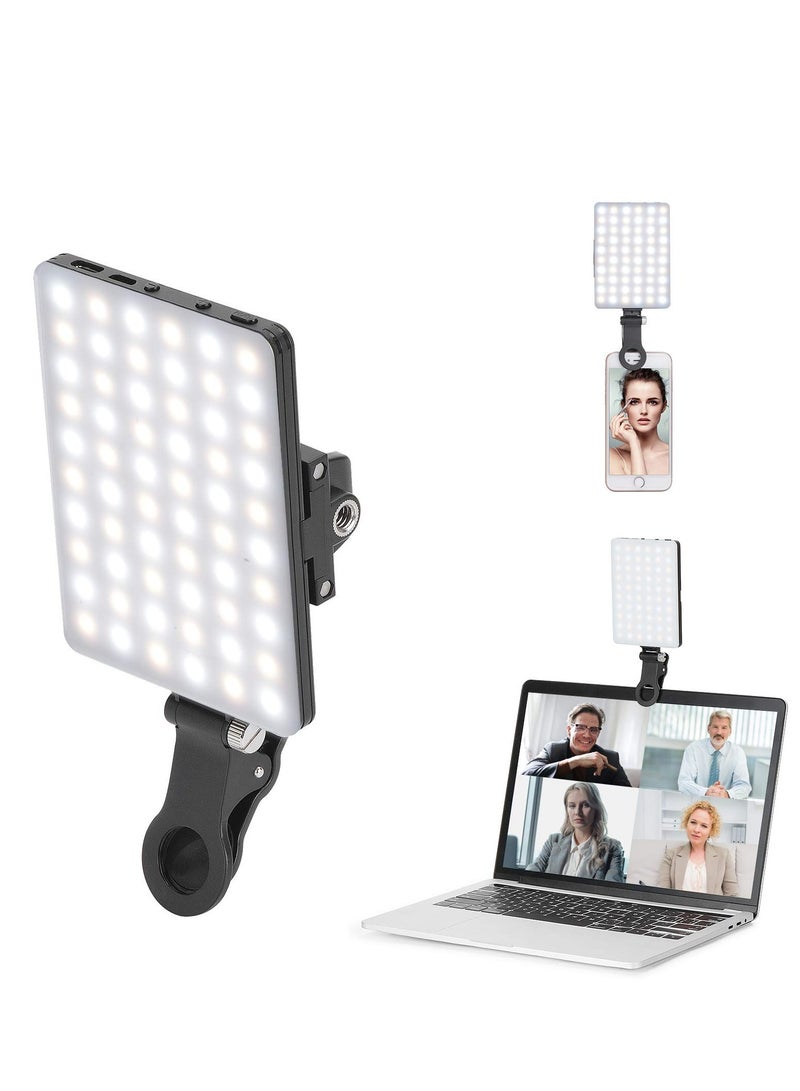 High Power Rechargeable Clip Fill Video Light ，for Phone, iPhone, Android, iPad, Laptop, for Makeup, Selfie, Vlog, Video Conference  - Image 1
