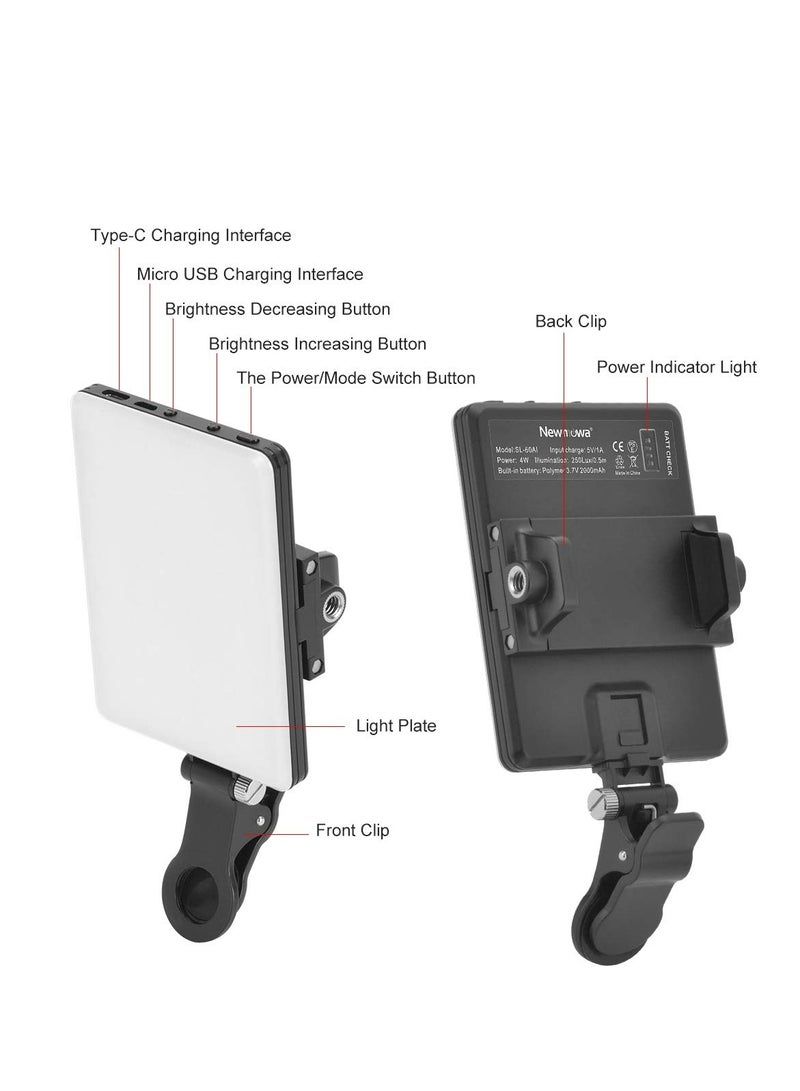 High Power Rechargeable Clip Fill Video Light ，for Phone, iPhone, Android, iPad, Laptop, for Makeup, Selfie, Vlog, Video Conference  - Image 2