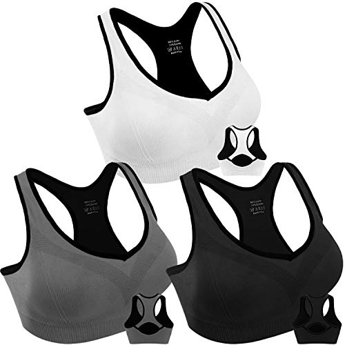 Double Couple Women Racerback Sports Bras for Women High Impact Workout Yoga Gym Fitness Bra 3X-Large - Image 1