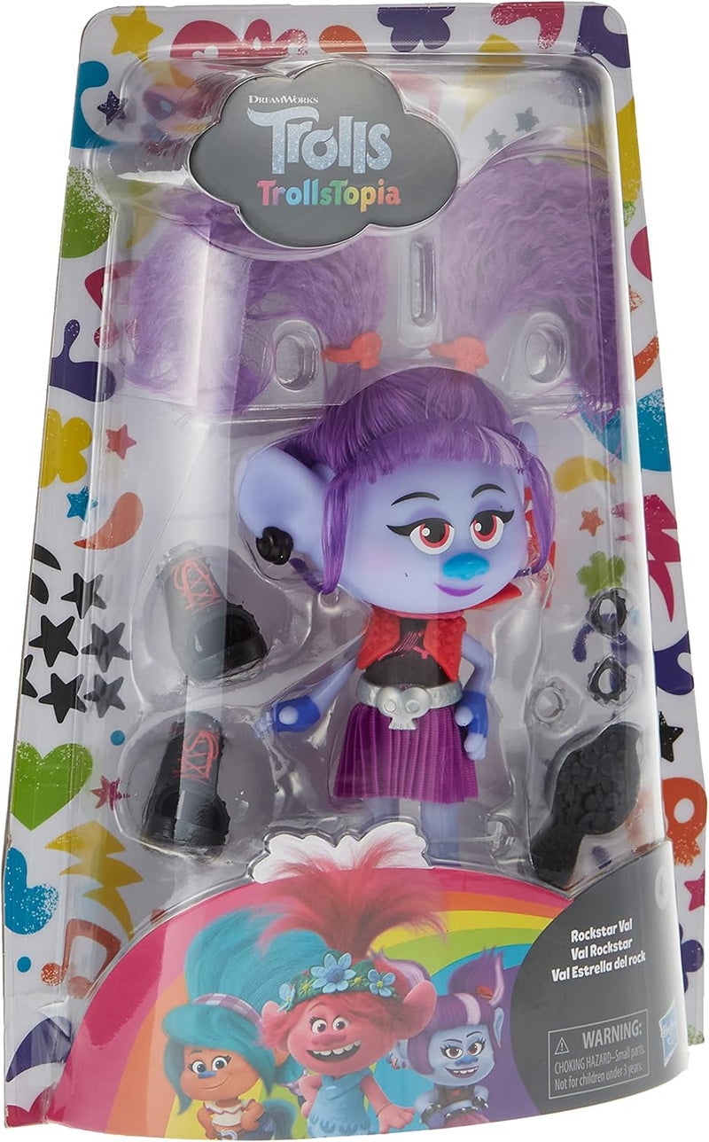 Trolls DreamWorks TrollsTopia Rockstar Val Fashion Doll with Outfit and Accessories Toy for Girls 4 Years and Up - Image 1