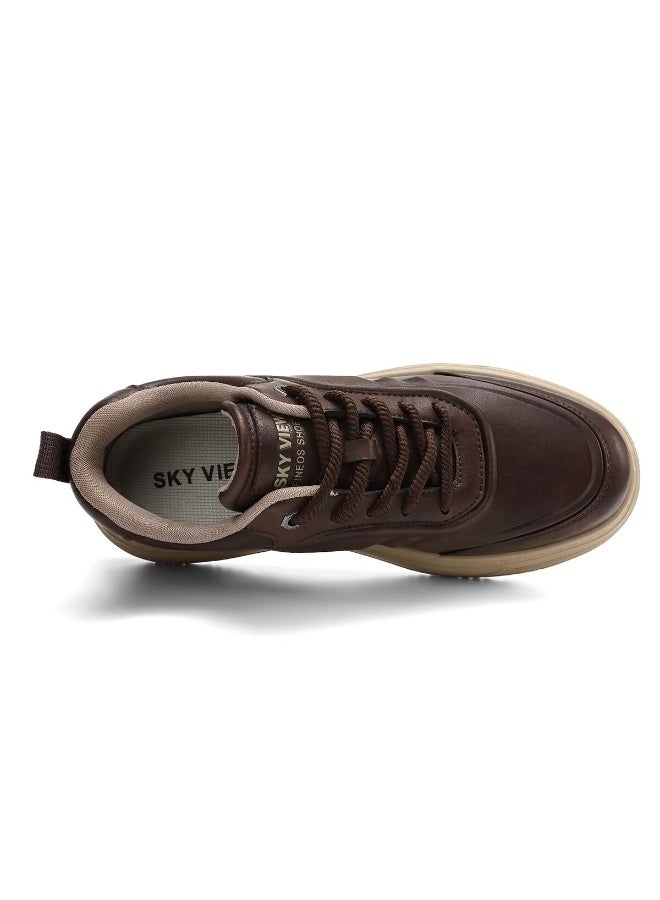 SKY VIEW Men's Fashion Shoes Ultrafine Fiber Vamp Casual Shoes For Men Non Slip Lace Up Chunky Sneakers Cushioned And Lightweight Low Top Walking Shoes Brown-01 - Image 5