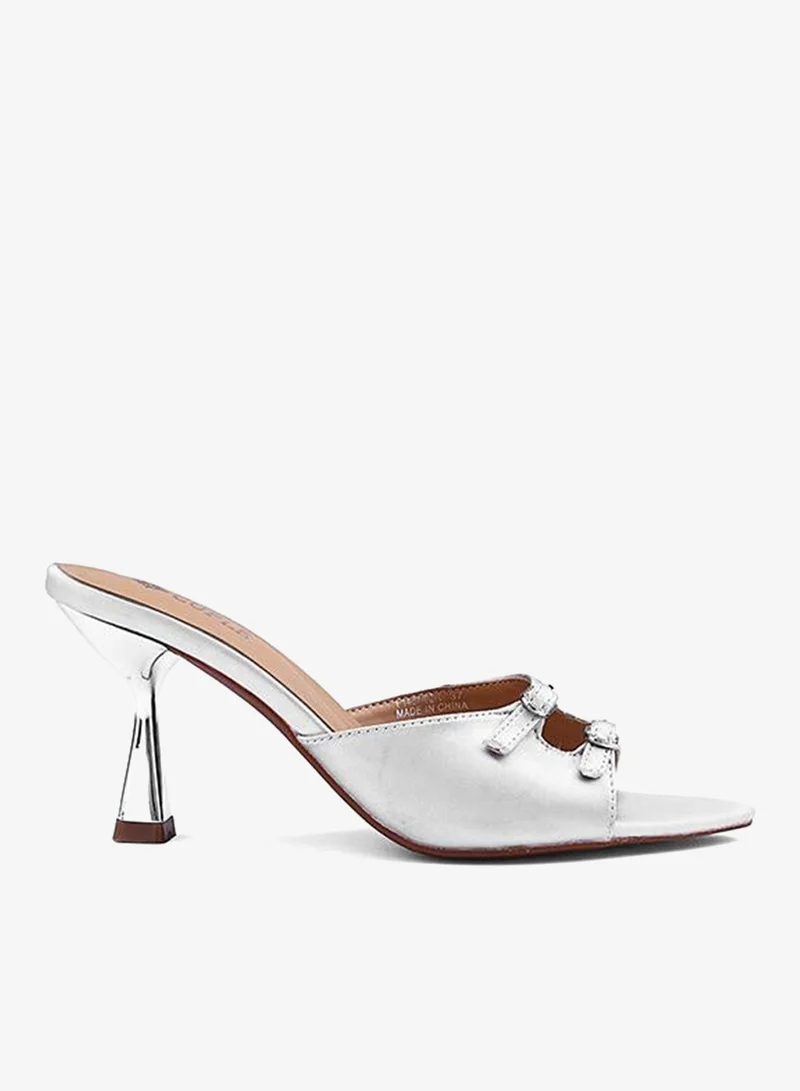 كابلي صندل كعب نسائي بحزامين بمشابك