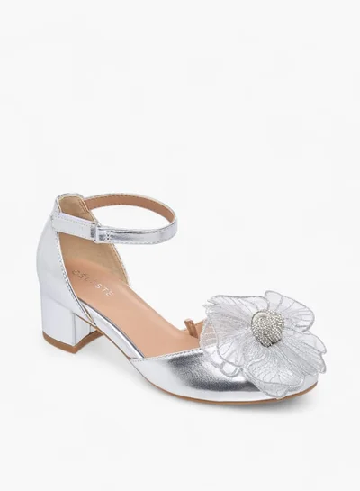 Celeste Girls Floral Embellished Shoes With Hook And Loop Closure