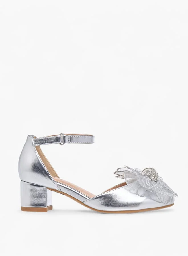 Celeste Girls Floral Embellished Shoes With Hook And Loop Closure