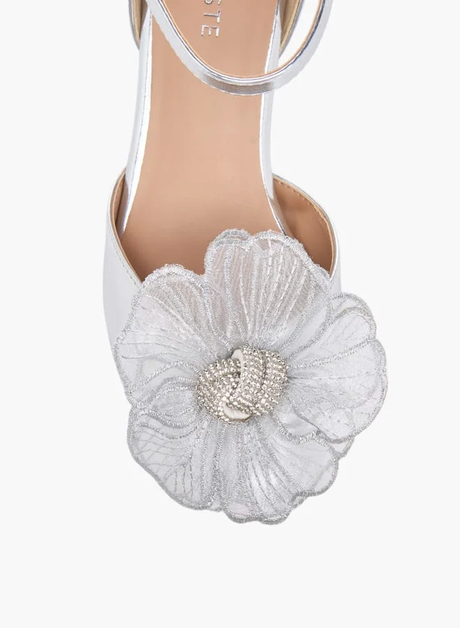 Celeste Girls Floral Embellished Shoes With Hook And Loop Closure