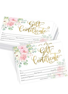 Generic 25 Floral Blank Gift Certificates for Small Business, Paper Voucher for Massage, Hair & Nail Salon Spa, Restaurants, and DIY Coupon Cards for Birthday, Mom Valentines Day, Him & Her, 5x7"  - Image 1
