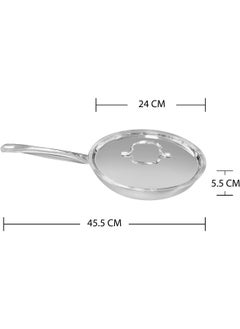 VINOD VINOD SMART TRIPLY FRYPAN WITH LID - 3.2 Liters (24 CM), VTF024, | INDUCTION & GAS FRIENDLY, HEAVY BOTTOM | COOKING POT, FRYING PAN  - Image 4