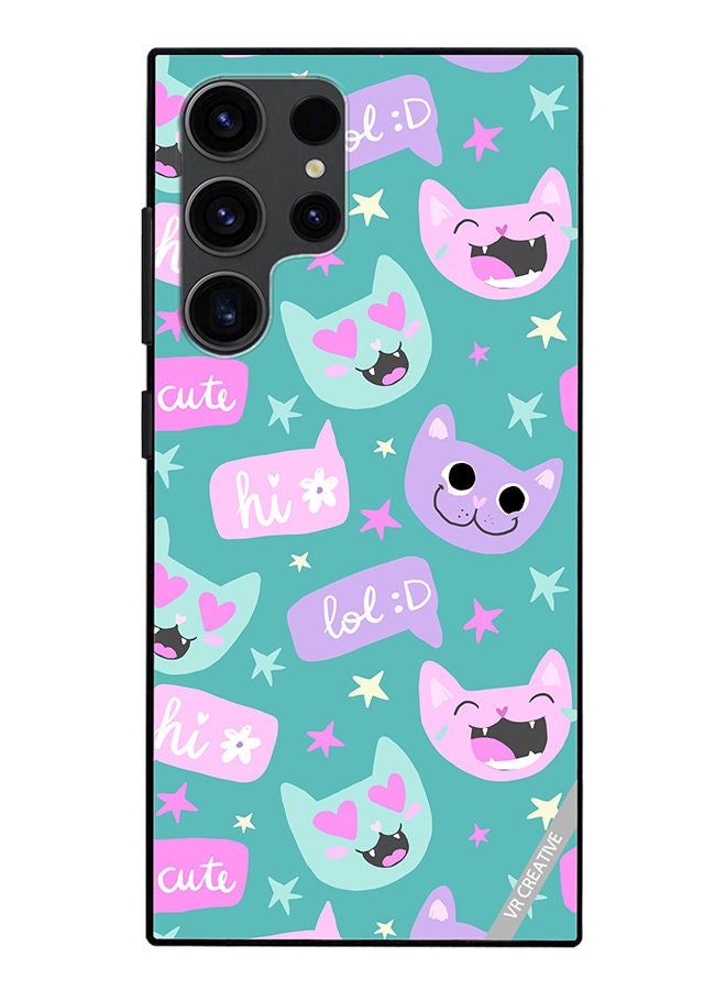 VR CREATIVE Protective Case Cover For Samsung Galaxy S23 Ultra 5G Cat Had And Bubble Speech Design Multicolour - Image 1