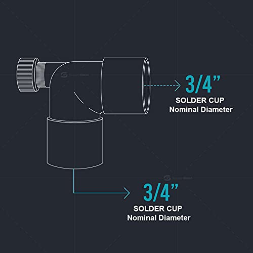 SUPPLYGIANT Supply Giant CCDL0340-NL 3/4" Cast No Lead Brass 90 Degree Elbow with Sweat Connects and Drain Caps - Image 5