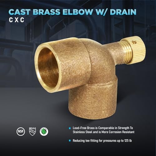 SUPPLYGIANT Supply Giant CCDL0340-NL 3/4" Cast No Lead Brass 90 Degree Elbow with Sweat Connects and Drain Caps - Image 4