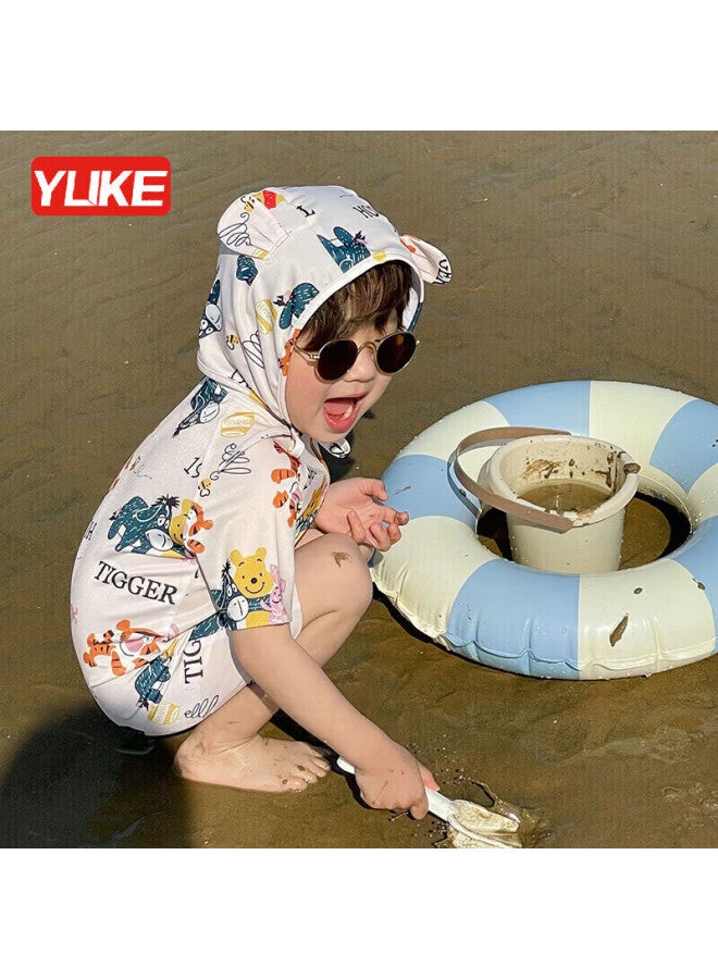 Yuke Cartoon Children's Swimsuit, One-piece For Boys And Girls, Quick-drying Vacation Swimwear, Cute Winnie The Pooh Design - Image 1