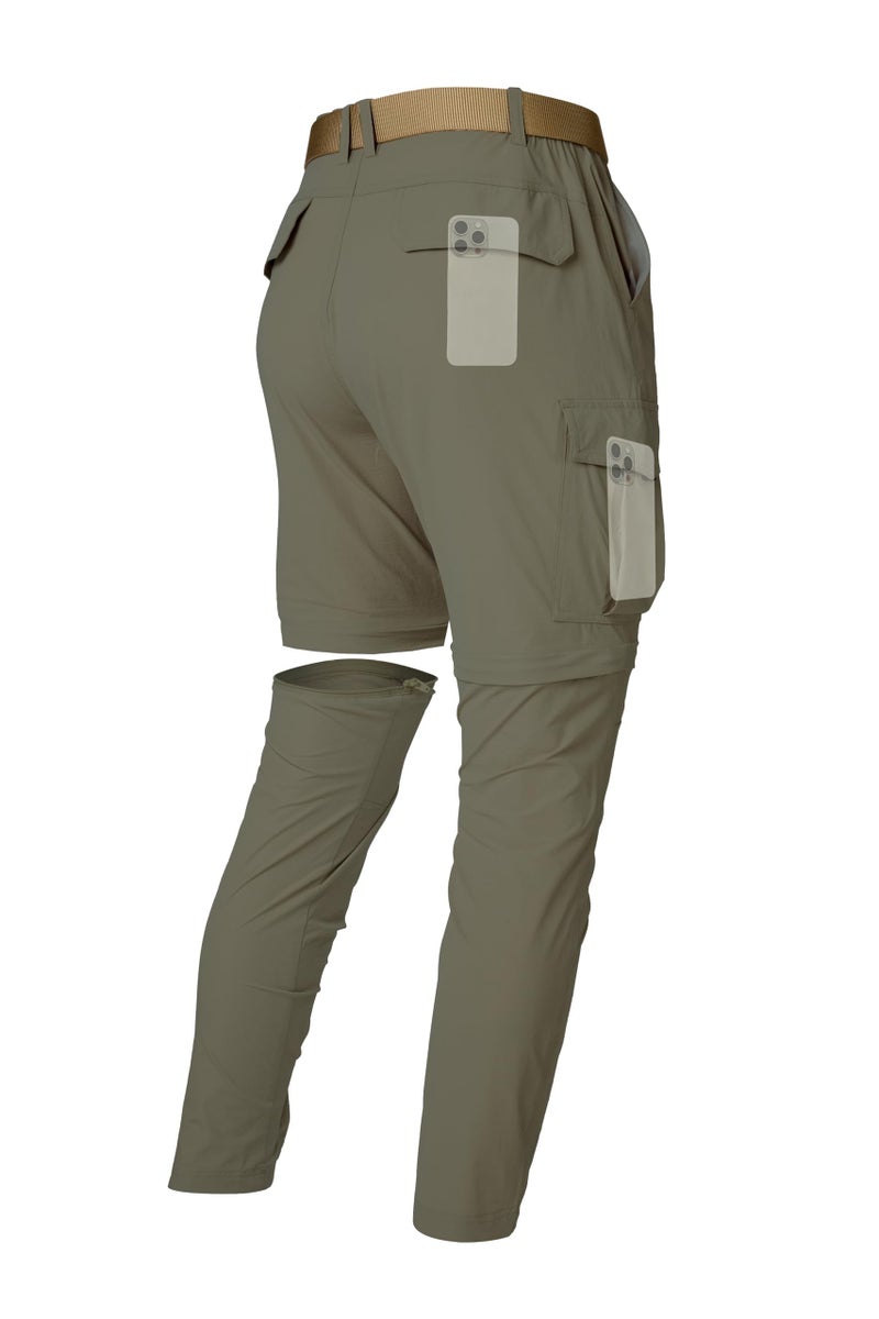 LINLANG EN Work Pants for Men Convertible Zip Off Cargo Pants Lightweight Quick Dry Travel Fishing Climbing Camping Outdoor Waterproof Hiking Pants-Light Army Green-30-XS - Image 1