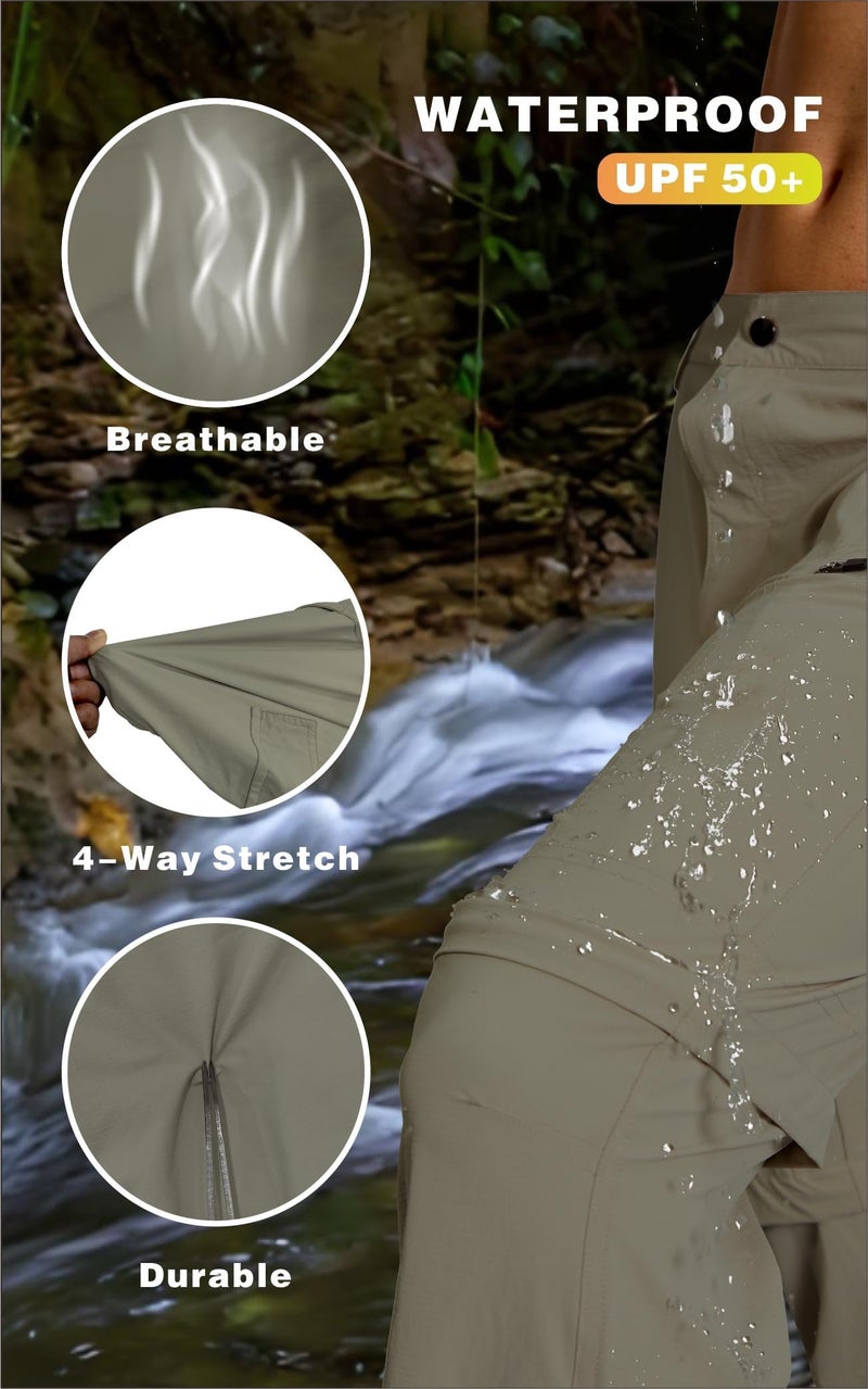 LINLANG EN Work Pants for Men Convertible Zip Off Cargo Pants Lightweight Quick Dry Travel Fishing Climbing Camping Outdoor Waterproof Hiking Pants-Light Army Green-30-XS - Image 4