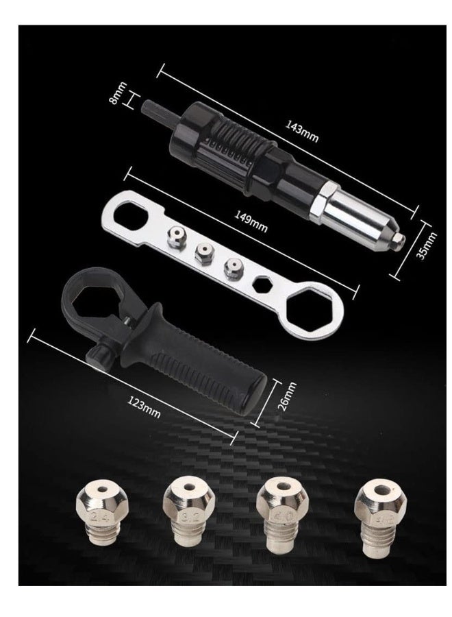 Professional Rivet Gun Adapter Kit with Handle Grip for Cordless Screwdrivers and Drills, Versatile Riveting Hand Tool  - Image 3