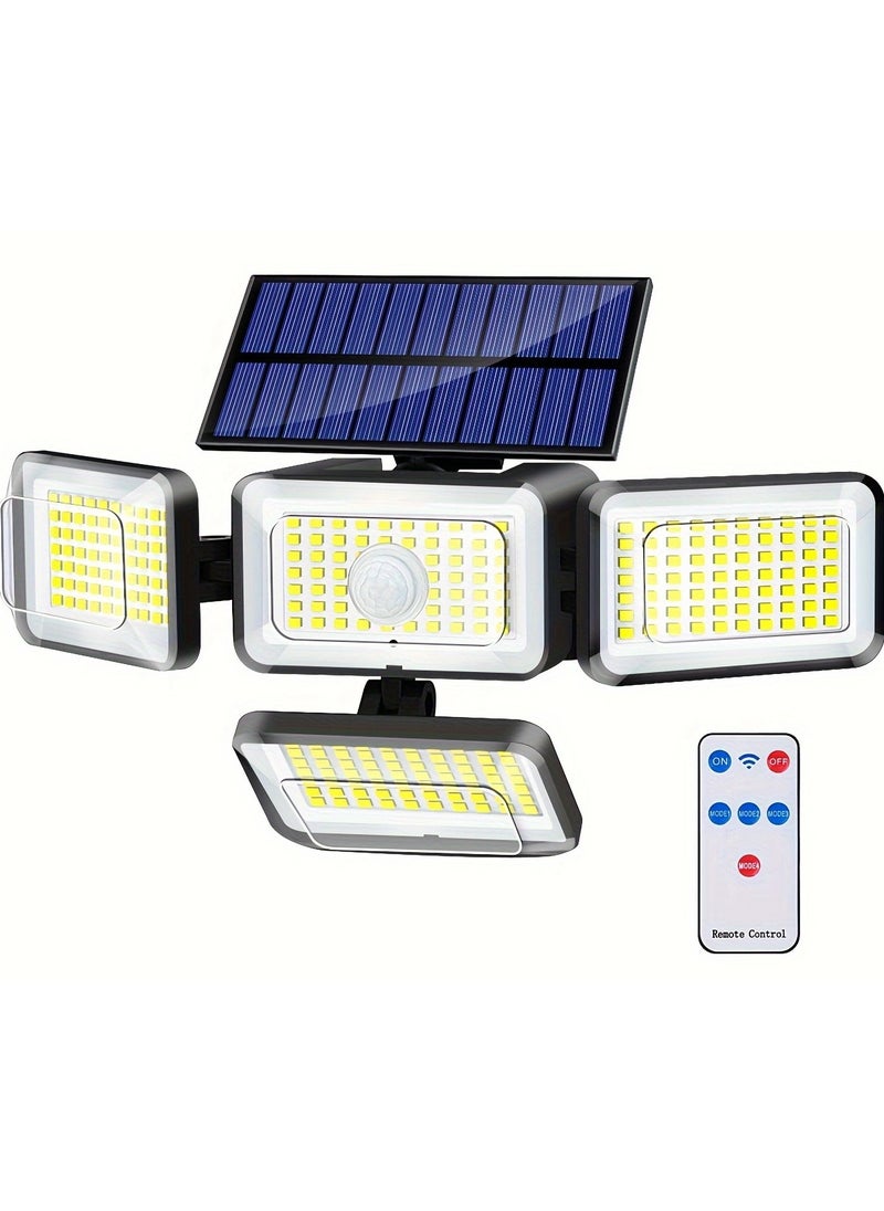 Generic Solar Lights Outdoor, 288 LED 4 Heads Motion Sensor Outdoor Lights, 270° Wide Angle IP65 Waterproof Street Area Lights with 3 Modes, Outdoor Solar Lights for Yard Patio Garden Garage  - Image 1