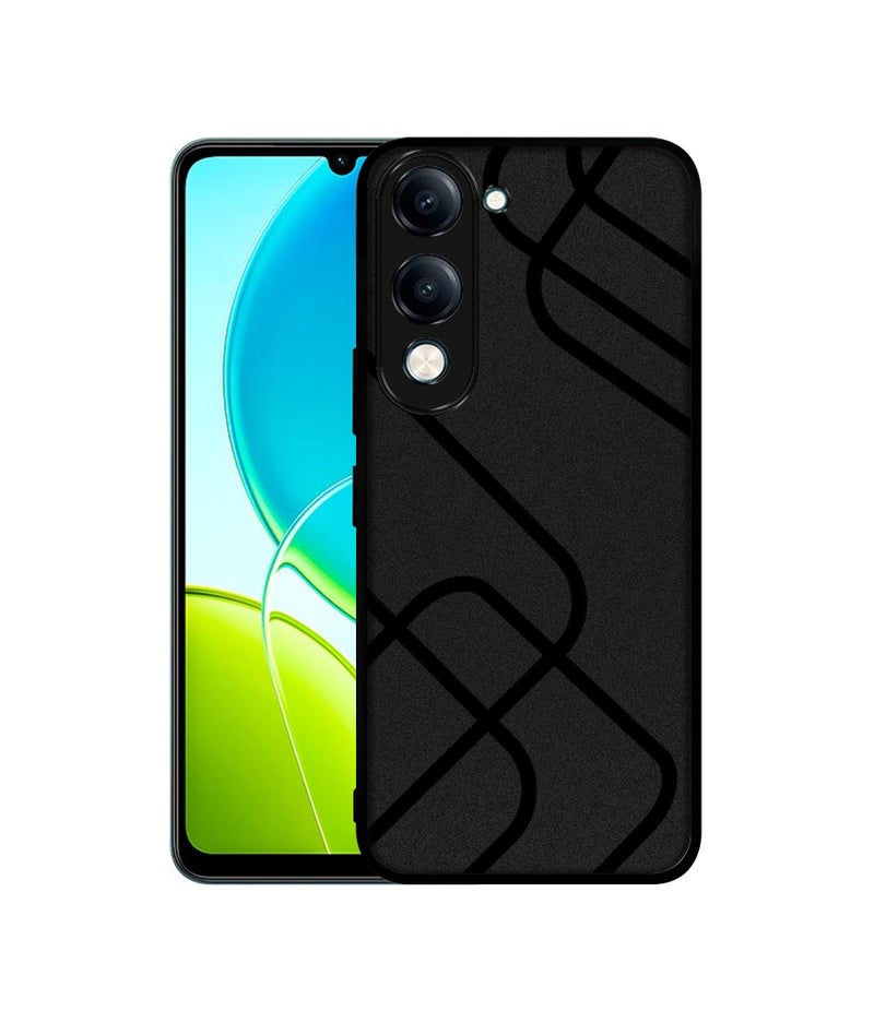 Casotec Zig-Zag Black Line Design Premium 2D Printed Metal Back Case Cover for Vivo Y04 4G / Y19e 4G / Y19 5G / Y29s 5G / T4 Lite 5G / iQOO Z10 Lite 5G - Image 1