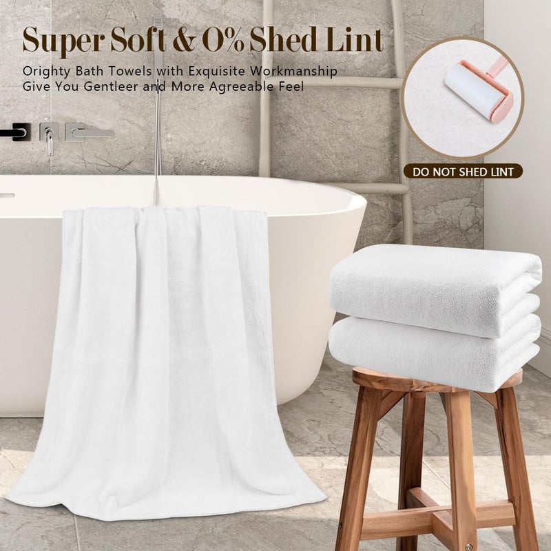Orighty Bath Towels Pack of 2(27â€™â€™ x 54â€™â€™) - Soft Feel White Bath Towel, Highly Absorbent Bathroom Towels for Body, Quick Drying, Towel for Sport, Yoga, SPA, Fitness - Image 2