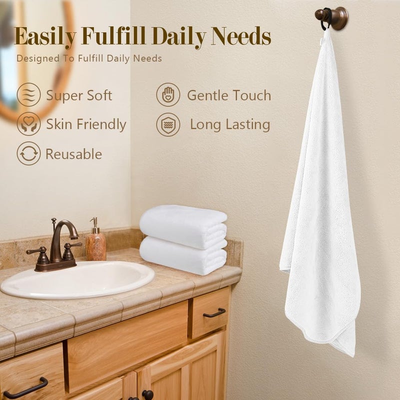 Orighty Bath Towels Pack of 2(27â€™â€™ x 54â€™â€™) - Soft Feel White Bath Towel, Highly Absorbent Bathroom Towels for Body, Quick Drying, Towel for Sport, Yoga, SPA, Fitness - Image 4