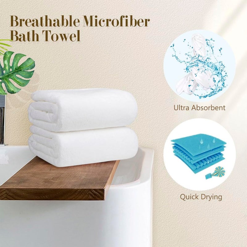Orighty Bath Towels Pack of 2(27â€™â€™ x 54â€™â€™) - Soft Feel White Bath Towel, Highly Absorbent Bathroom Towels for Body, Quick Drying, Towel for Sport, Yoga, SPA, Fitness - Image 5