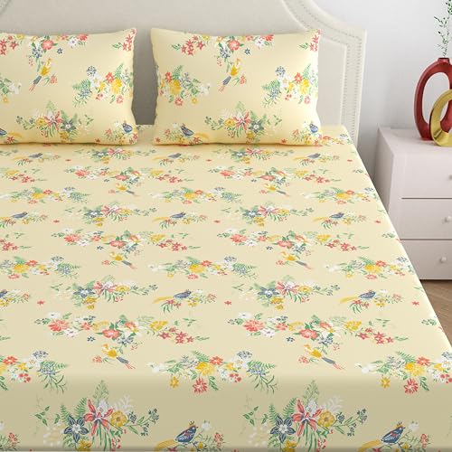 Home Ecstasy 100% Cotton King Bedsheet with 2 Pillow Covers - (Size 108 x 108 inches, 140 TC, Colour - Beige: Silken Beige) - Image 3