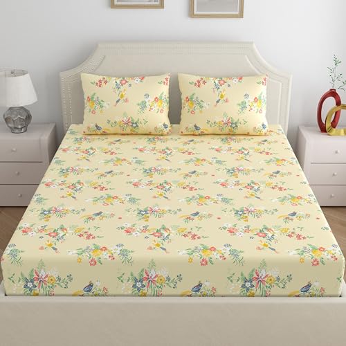 Home Ecstasy 100% Cotton King Bedsheet with 2 Pillow Covers - (Size 108 x 108 inches, 140 TC, Colour - Beige: Silken Beige) - Image 2