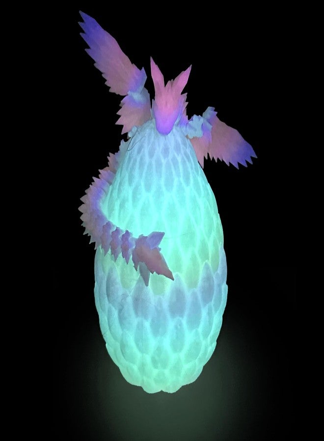 Flavery 3D Printed Flying Dragon in Egg - Glow Rainbow - Surprise Egg with Flexible Winged Dragon Inside, Mystery Beautiful Fidget Toy, Birthday Gift, Desk Figure Decor - Image 1