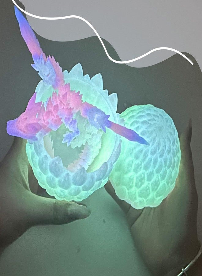Flavery 3D Printed Flying Dragon in Egg - Glow Rainbow - Surprise Egg with Flexible Winged Dragon Inside, Mystery Beautiful Fidget Toy, Birthday Gift, Desk Figure Decor - Image 2