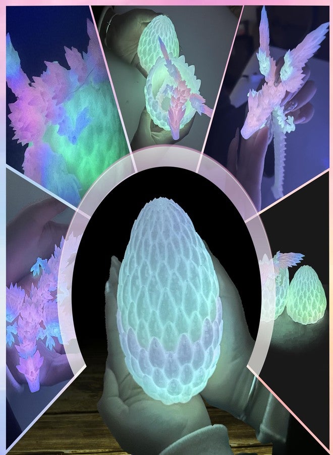 Flavery 3D Printed Flying Dragon in Egg - Glow Rainbow - Surprise Egg with Flexible Winged Dragon Inside, Mystery Beautiful Fidget Toy, Birthday Gift, Desk Figure Decor - Image 5