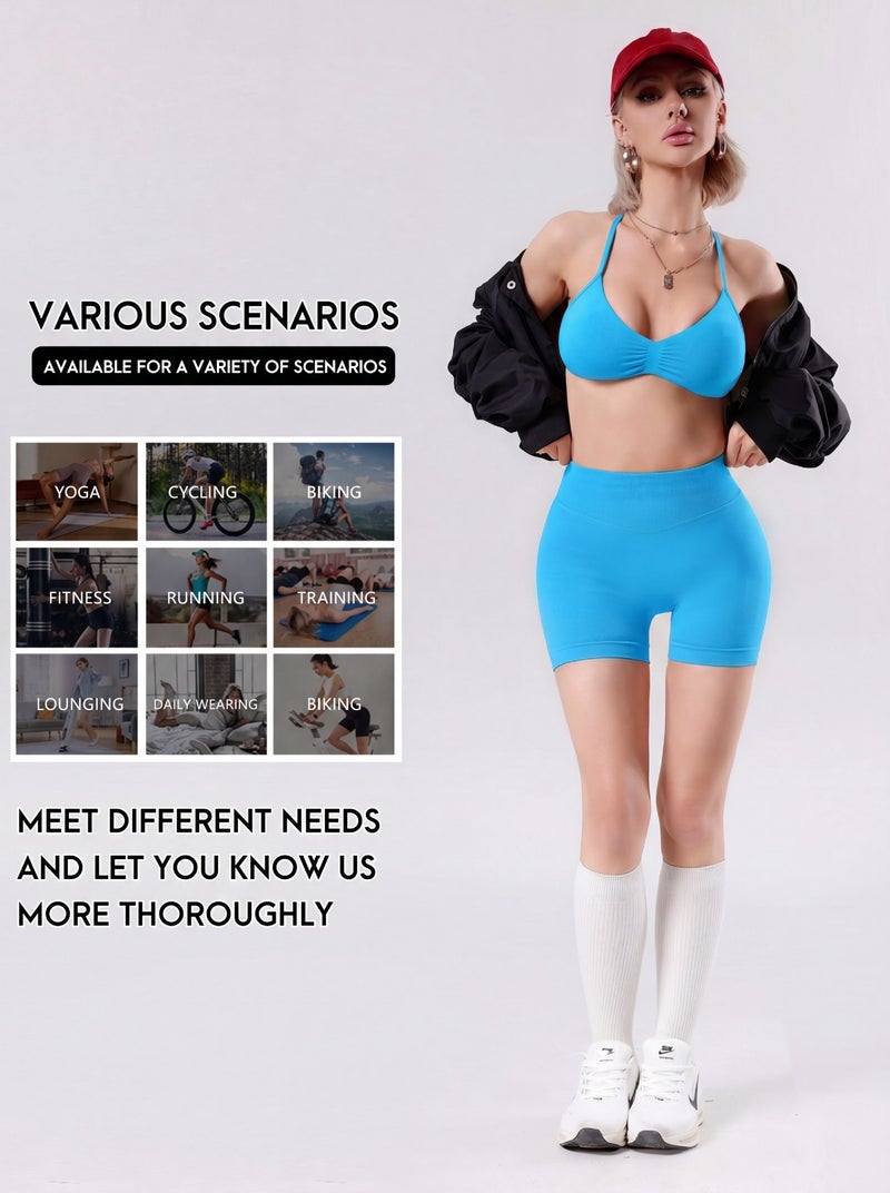 DF Sports Yoga Set for Women - Halter Neck Bra, Waist Control Shorts, and Peach Butt Fit - Image 5