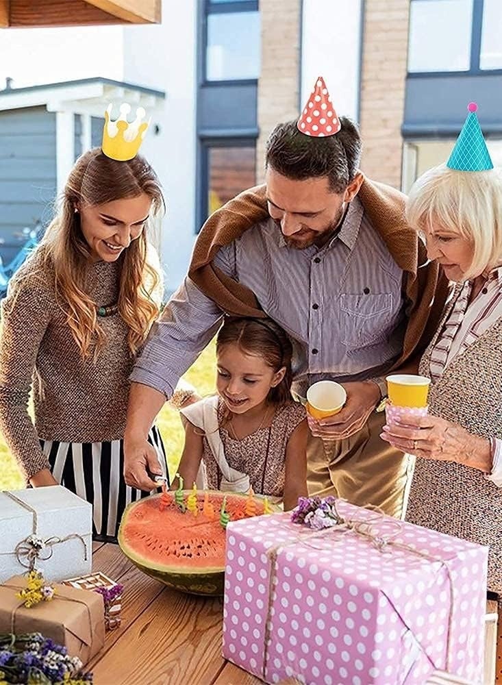 DURKU 11 PCS Birthday Party Cone Hats with Pom Poms, 9 Hats and 2 Crowns, Lovely Cake Birthday Paper Hats for Birthday Celebrations and Party Decorations - Image 4