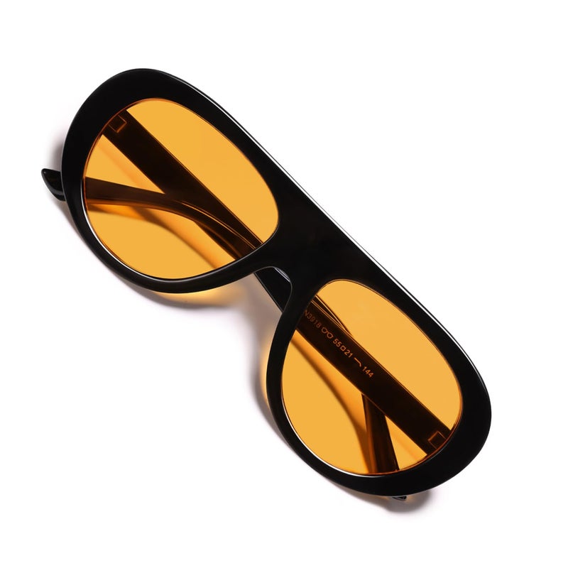 VANLINKER Retro Aviator Sunglasses for Women Chic Classic 70s Vintage Trendy 2025 Chunky Sun Glasses VL9865,Black/Orange - Image 1