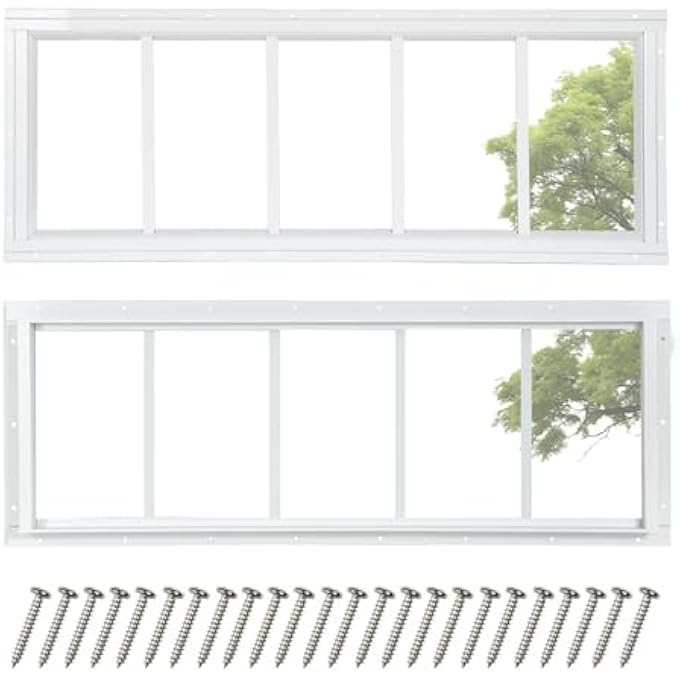 2 Pack Shed Windows, 10"X29" Transom Window Fixed Design With Tempered Glass For Shed, Chicken Coop, Playhouse, Household, Garage, Barns (White) - Image 1