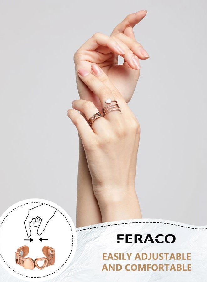 Feraco 2PCS Copper Rings for Women,99.99% Pure Copper Magnetic Thumb Ring with Magnet,Lymphatic Jewelry Gifts for Womens, Copper, No Gemstone - Image 5