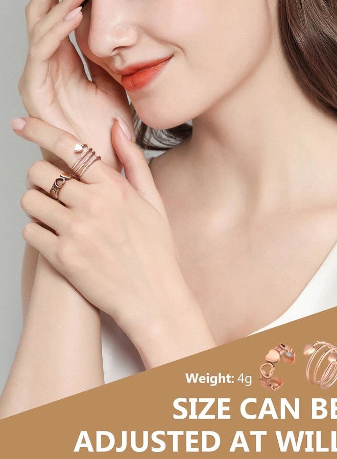 Feraco 2PCS Copper Rings for Women,99.99% Pure Copper Magnetic Thumb Ring with Magnet,Lymphatic Jewelry Gifts for Womens, Copper, No Gemstone - Image 3