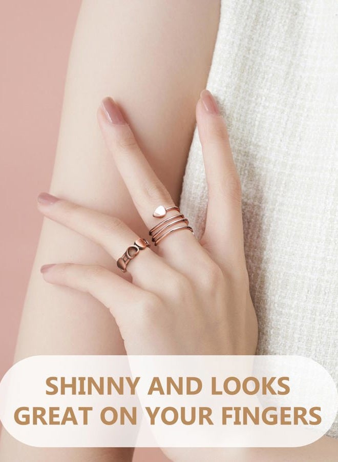 Feraco 2PCS Copper Rings for Women,99.99% Pure Copper Magnetic Thumb Ring with Magnet,Lymphatic Jewelry Gifts for Womens, Copper, No Gemstone - Image 2