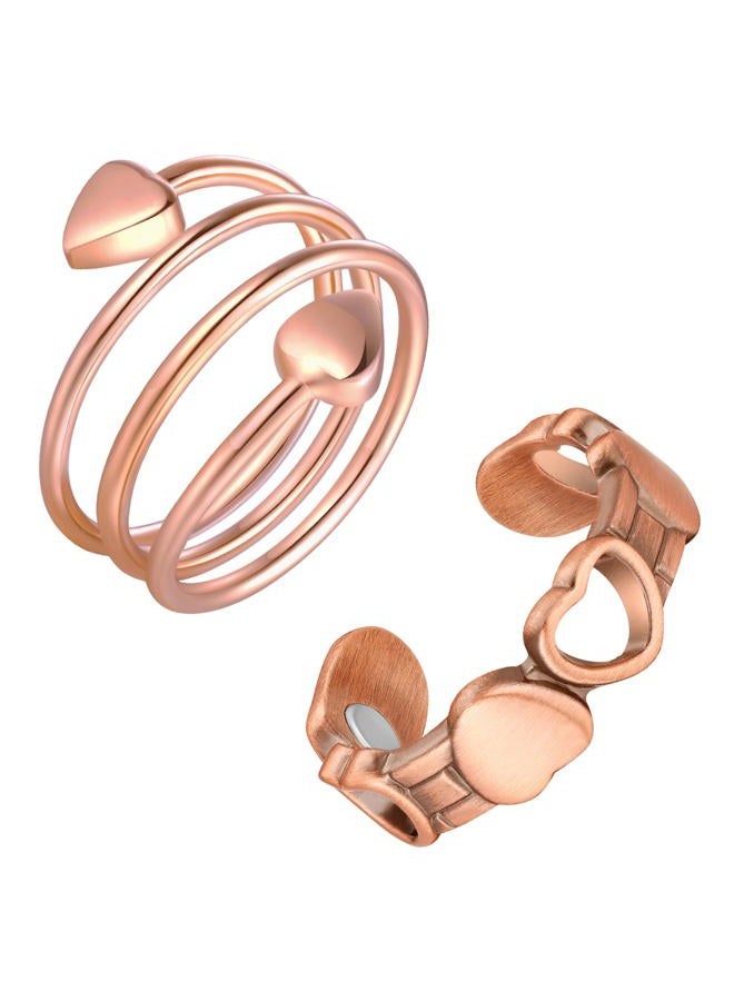 Feraco 2PCS Copper Rings for Women,99.99% Pure Copper Magnetic Thumb Ring with Magnet,Lymphatic Jewelry Gifts for Womens, Copper, No Gemstone - Image 1