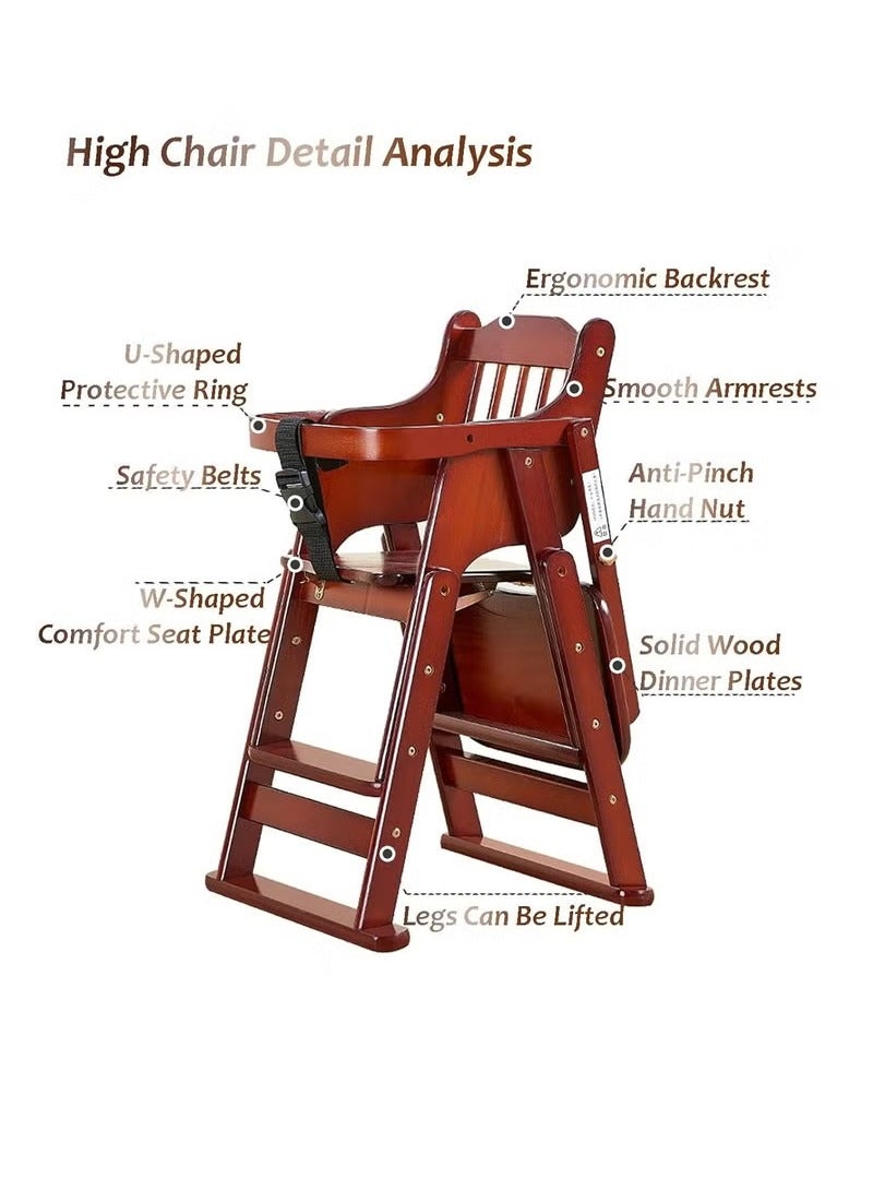 Arabest Wooden High Chair for Toddlers to Teens, Adjustable Dining Feeding Chair with Steps Grows with Child - Image 2