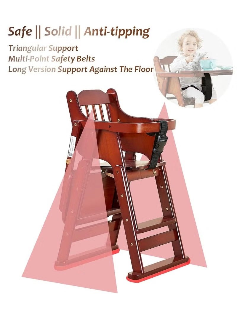 Arabest Wooden High Chair for Toddlers to Teens, Adjustable Dining Feeding Chair with Steps Grows with Child - Image 3