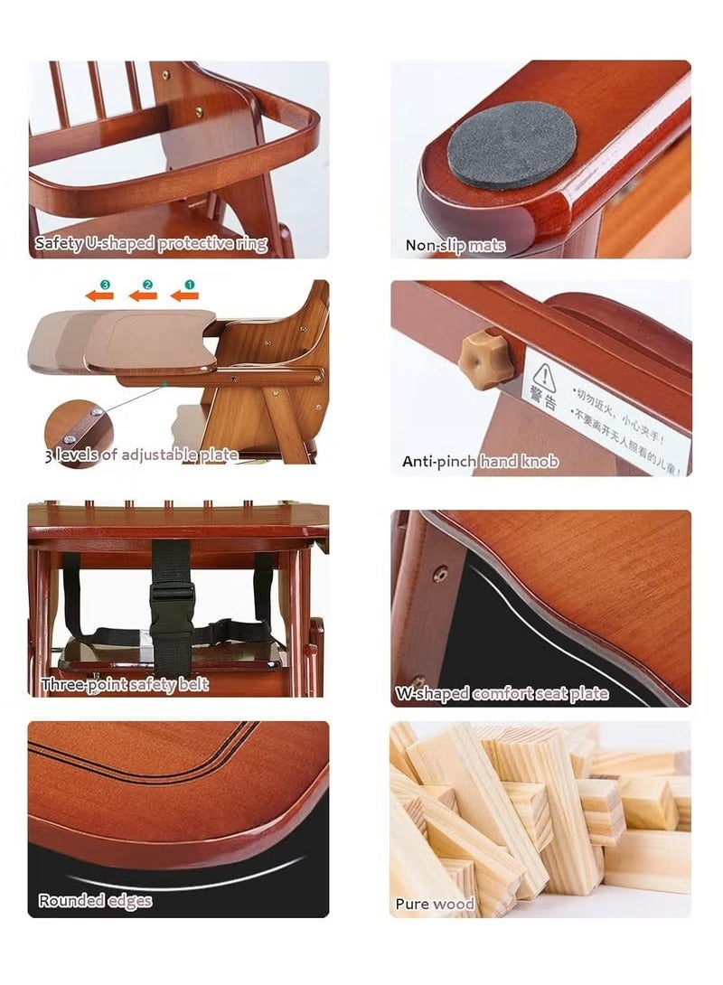 Arabest Wooden High Chair for Toddlers to Teens, Adjustable Dining Feeding Chair with Steps Grows with Child - Image 5