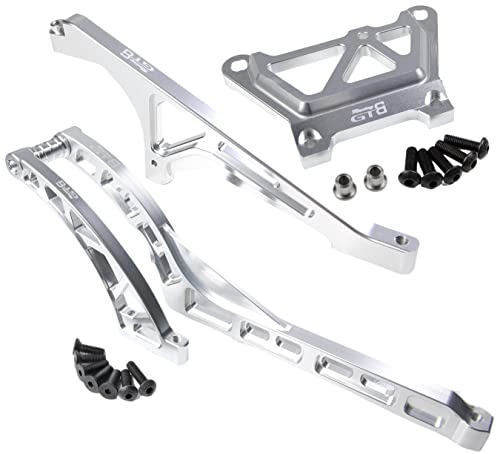 GTBRacing CNC Aluminum Top Plate Front Rear Chassis Brace Bracket Set for 15 RC Car LOSI Desert Buggy DBXLE 20 Upgrade Part Top PlateFront Rear Brace Silver - Image 1