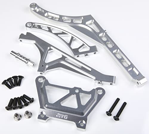 GTBRacing CNC Aluminum Top Plate Front Rear Chassis Brace Bracket Set for 15 RC Car LOSI Desert Buggy DBXLE 20 Upgrade Part Top PlateFront Rear Brace Silver - Image 5
