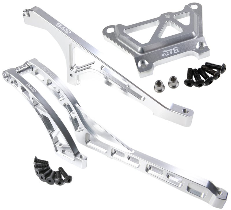 GTBRacing CNC Aluminum Top Plate Front Rear Chassis Brace Bracket Set for 15 RC Car LOSI Desert Buggy DBXLE 20 Upgrade Part Top PlateFront Rear Brace Silver - Image 3