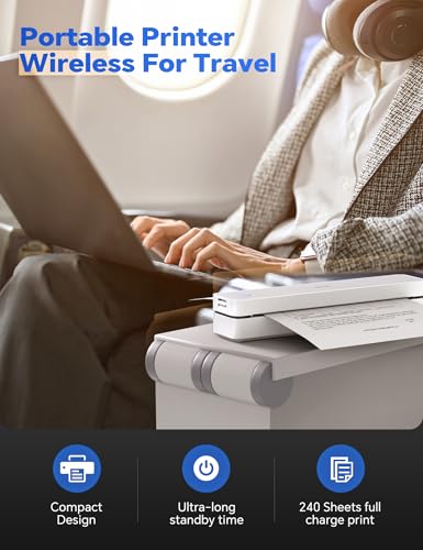 iDPRT MT610Pro Portable Thermal Printer, 300DPI HD Mobile-Travel-Printers, Inkless-Wireless-Small-Printer for Home Use, Office, Vehicles, Bluetooth Printers Supports 8.5" x 11" US Letter&A4&A5, White - Image 3